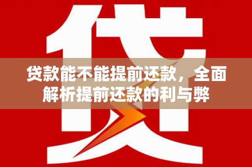 辰溪贷款能不能提前还款，全面解析提前还款的利与弊